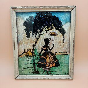 Vintage Silhouette Foil Art Wall Hanging Regency Shabby Chic READ